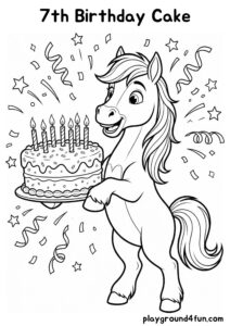 Coloring pages: 7th Birthday Cake pdf