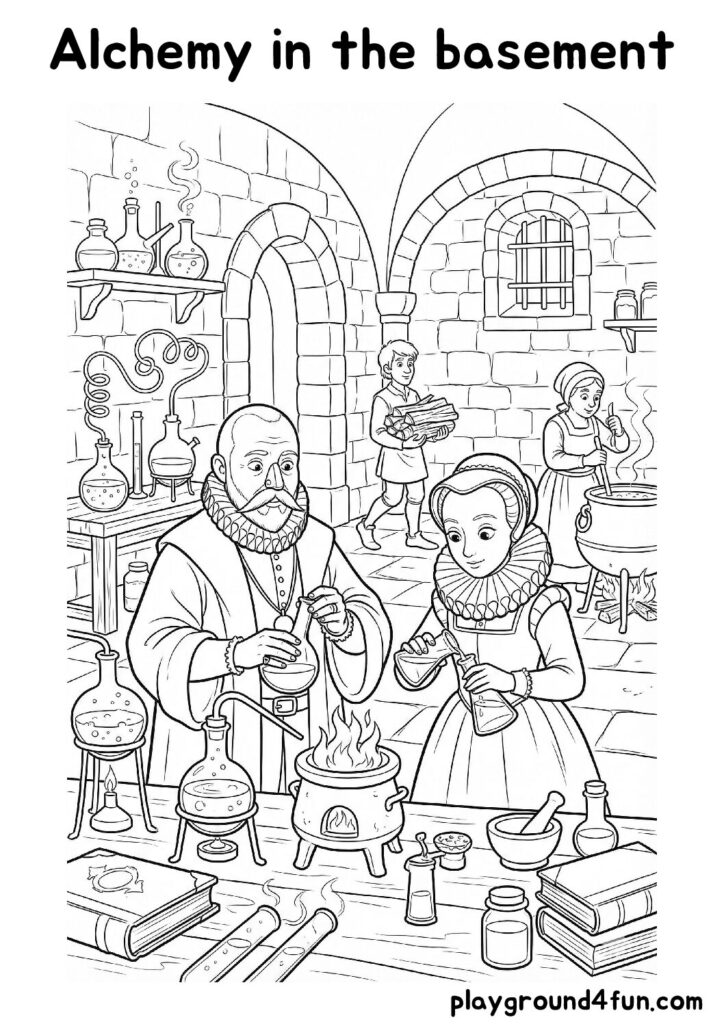 Alchemy in the basement Coloring Pages