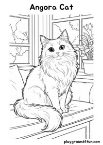 Coloring pages: Angora Cat pdf