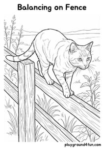 Coloring pages: Balancing on Fence pdf
