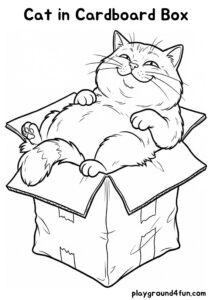 Coloring pages: Cat in Cardboard Box pdf