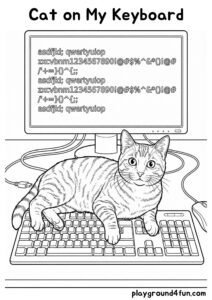 Coloring pages: Cat on My Keyboard pdf