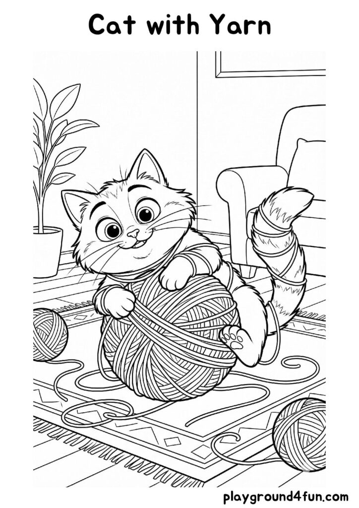 Cat with Yarn