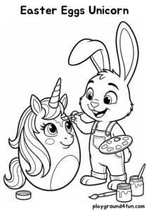Coloring pages: Easter Eggs Unicorn pdf