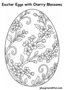Coloring pages: Easter Eggs with Cherry Blossoms pdf