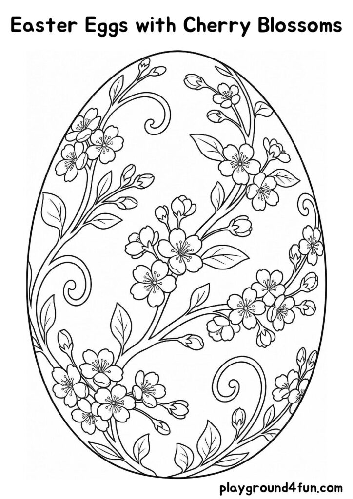 Easter Eggs with Cherry Blossoms