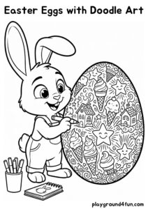 Coloring pages: Easter Eggs with Doodle Art pdf