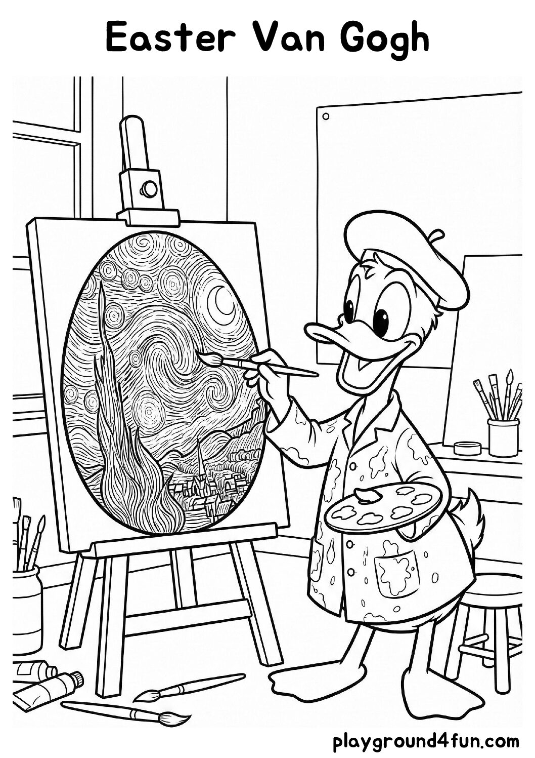 Coloring pages: Easter Van Gogh pdf