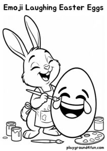 Coloring pages: Emoji Laughing Easter Eggs pdf