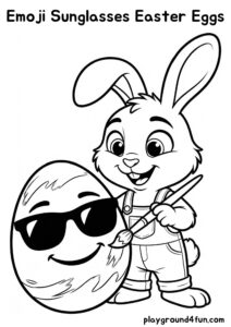 Coloring pages: Emoji Sunglasses Easter Eggs pdf