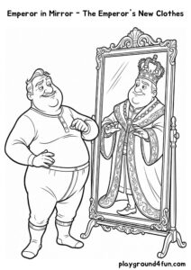 Coloring pages: Emperor in Mirror The Emperors New Clothes pdf