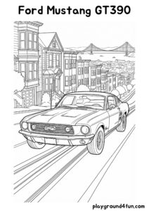 Coloring pages: Ford Mustang GT390 pdf