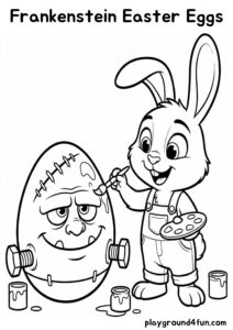 Coloring pages: Frankenstein Easter Eggs pdf