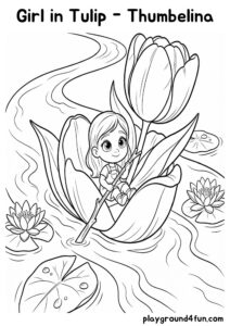 Coloring pages: Girl in Tulip Thumbelina pdf