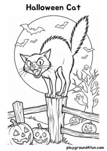 Coloring pages: Halloween Cat pdf