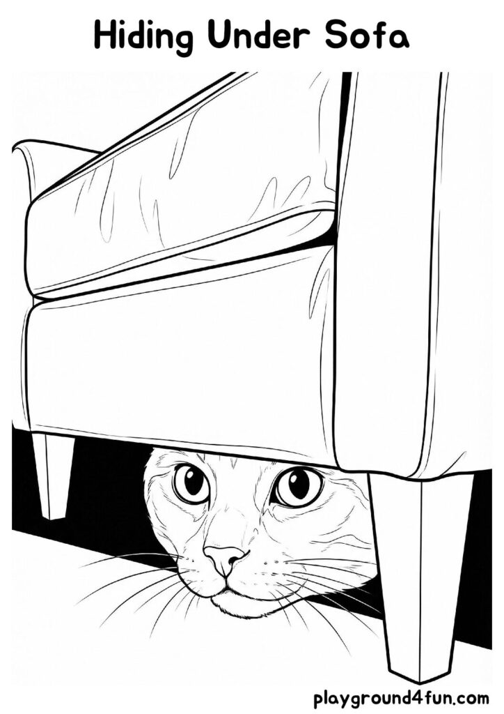 Hiding Under Sofa
