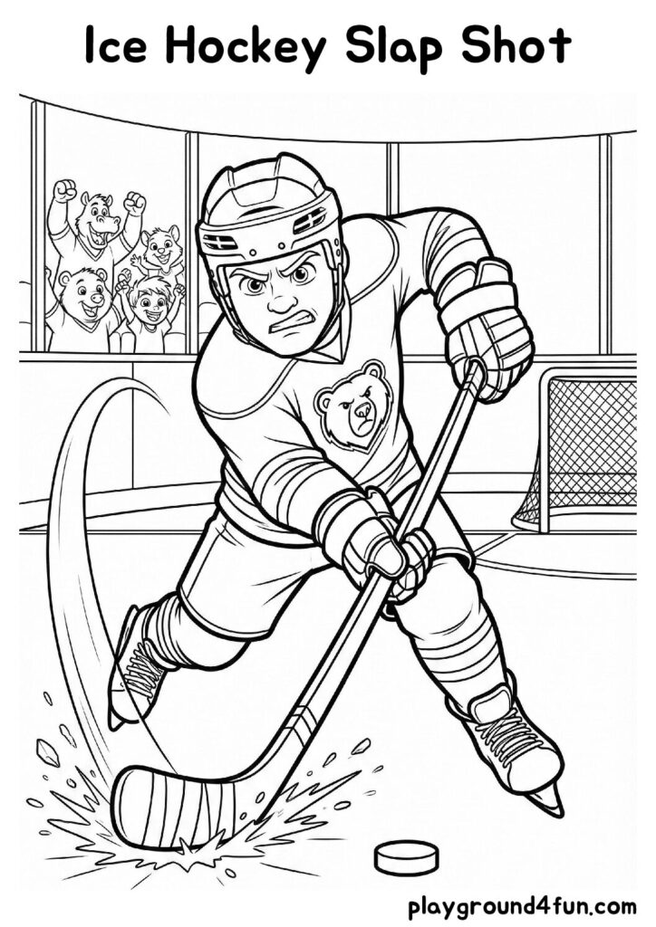 Ice Hockey Slap Shot Coloring Pages