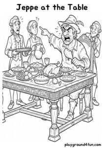 Coloring pages: Jeppe at the Table pdf
