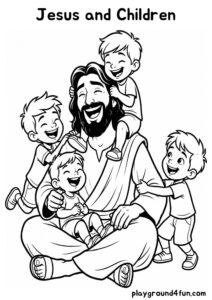 Coloring pages: Jesus and Children pdf