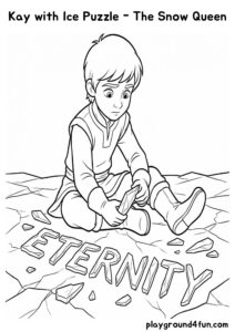 Coloring pages: Kay with Ice Puzzle The Snow Queen pdf