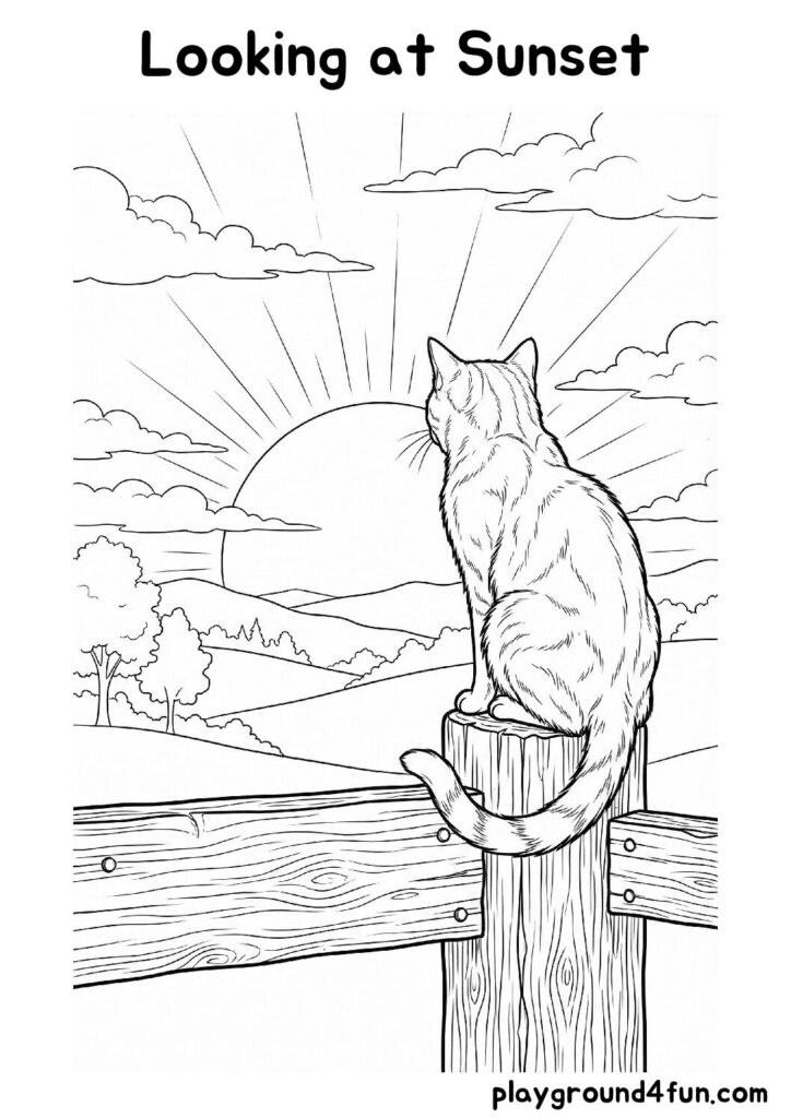 Looking at Sunset Coloring Pages