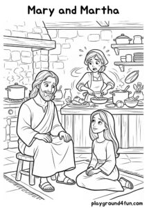 Coloring pages: Mary and Martha pdf