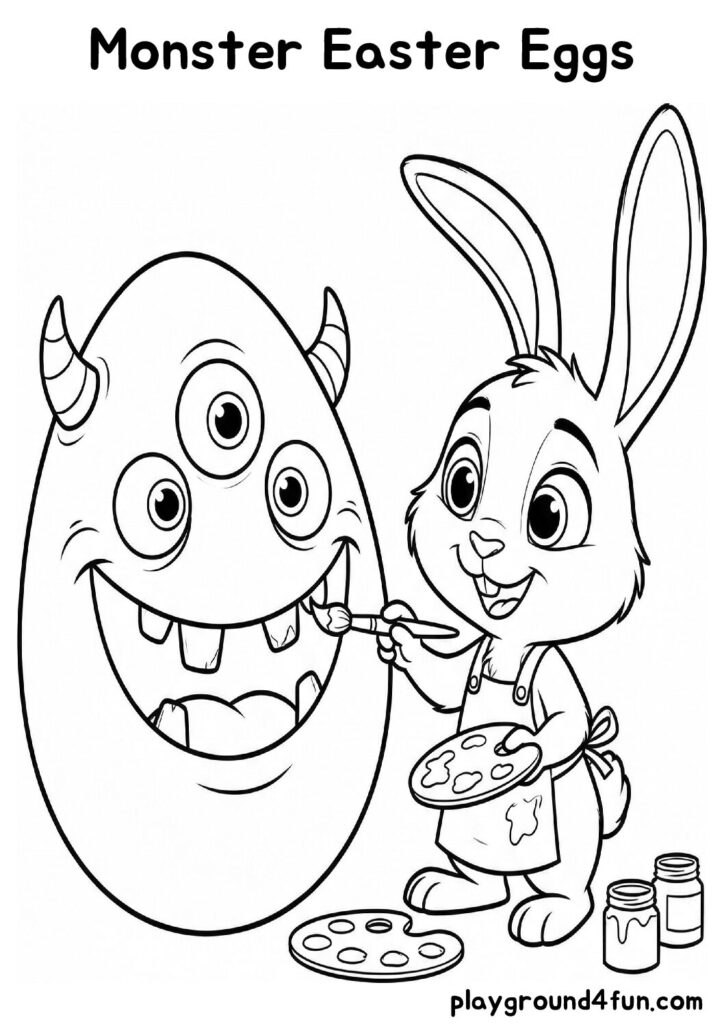 Monster Easter Eggs Coloring Pages