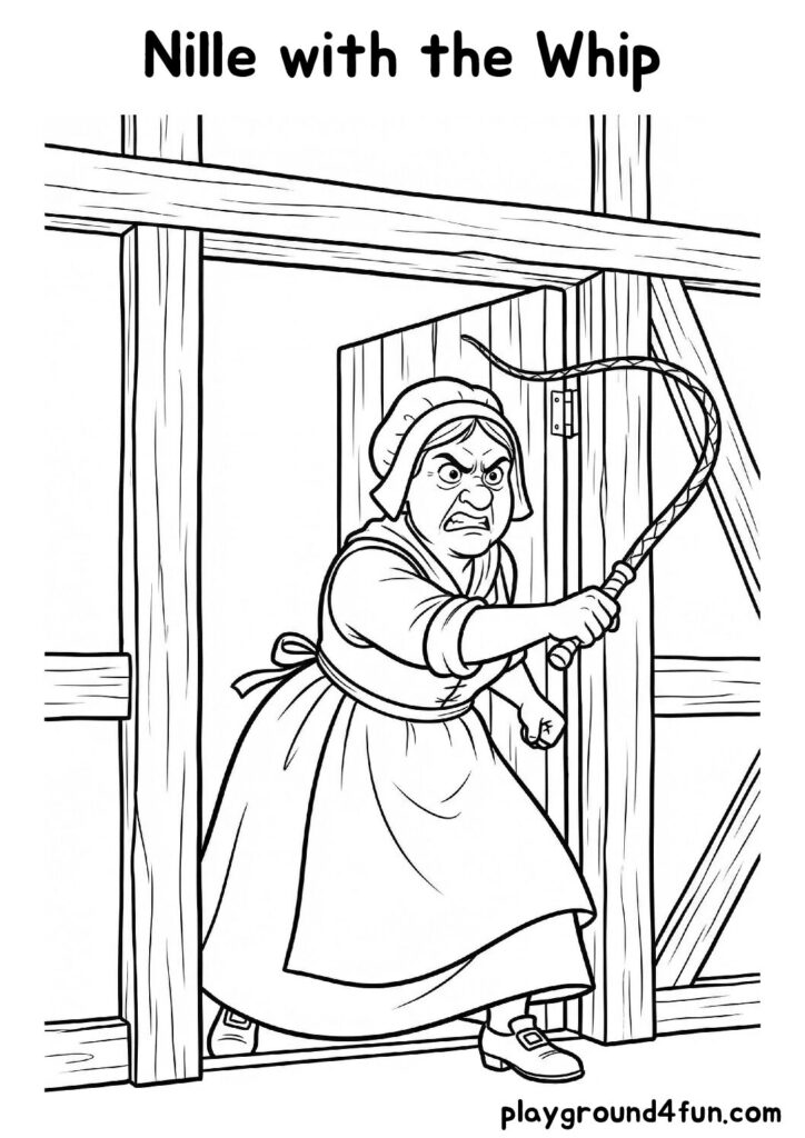Nille with the Whip Coloring Pages