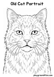 Coloring pages: Old Cat Portrait pdf