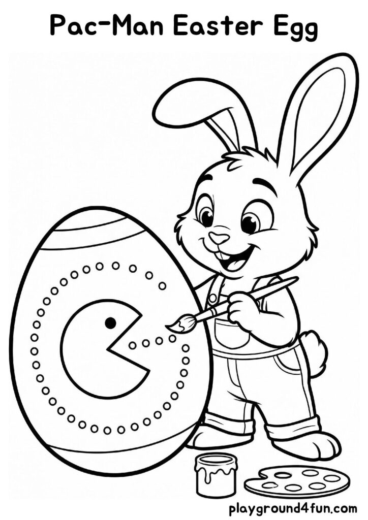 Pac-Man Easter Egg Coloring Pages
