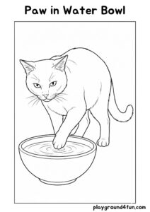 Coloring pages: Paw in Water Bowl pdf