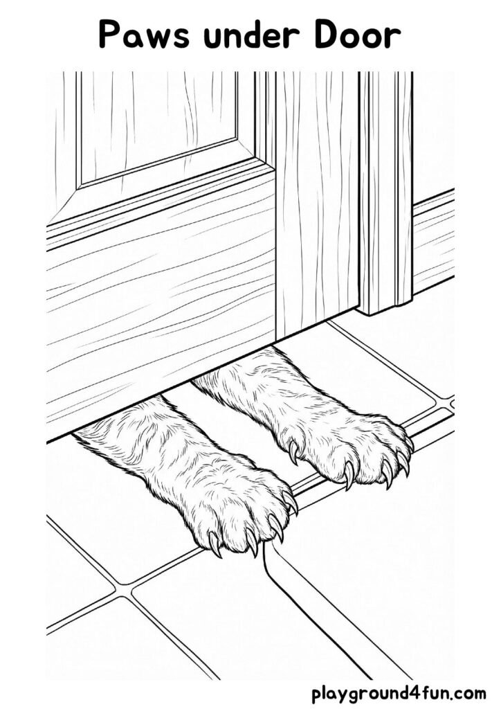 Paws under Door Coloring Pages