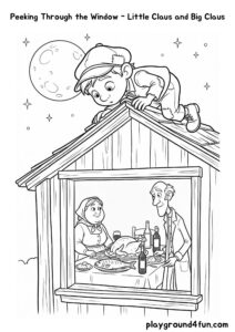 Coloring pages: Peeking Through the Window Little Claus and Big Claus pdf