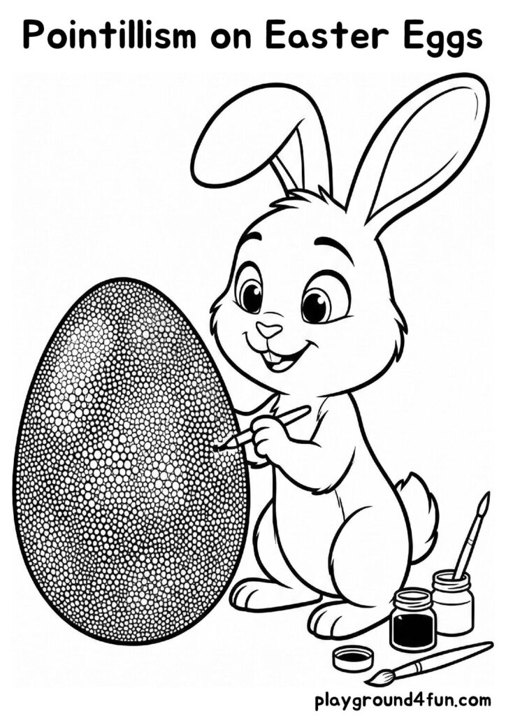 Pointillism on Easter Eggs Coloring Pages