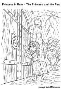Coloring pages: Princess in Rain The Princess and the Pea pdf