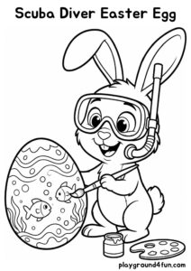 Coloring pages: Scuba Diver Easter Egg pdf