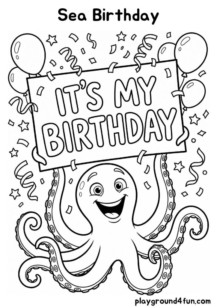 Sea Birthday Coloring Pages