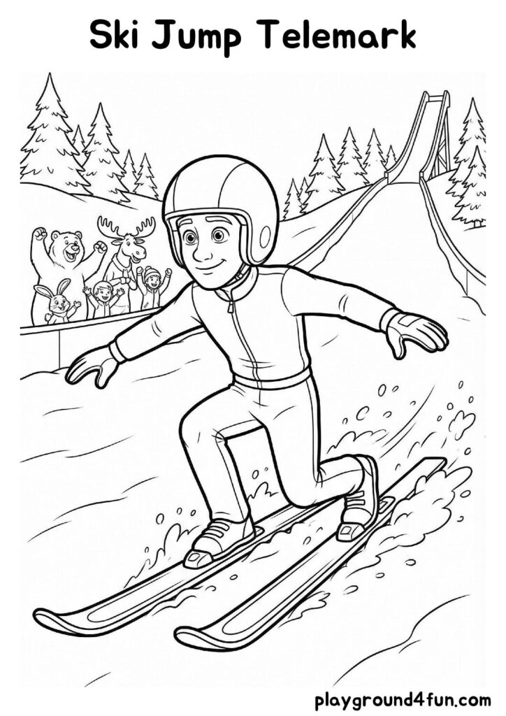 Ski Jump Telemark Coloring Pages
