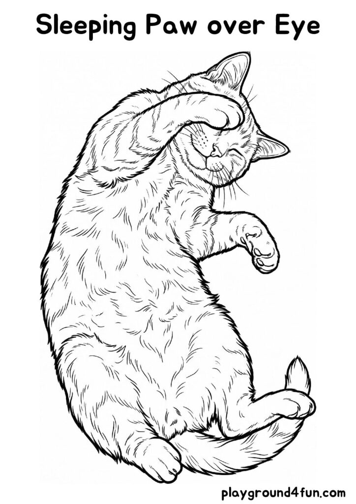 Sleeping Paw over Eye Coloring Pages