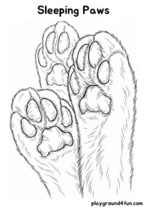 Coloring pages: Sleeping Paws pdf