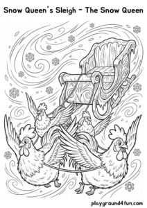 Coloring pages: Snow Queens Sleigh The Snow Queen pdf