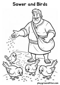 Coloring pages: Sower and Birds pdf