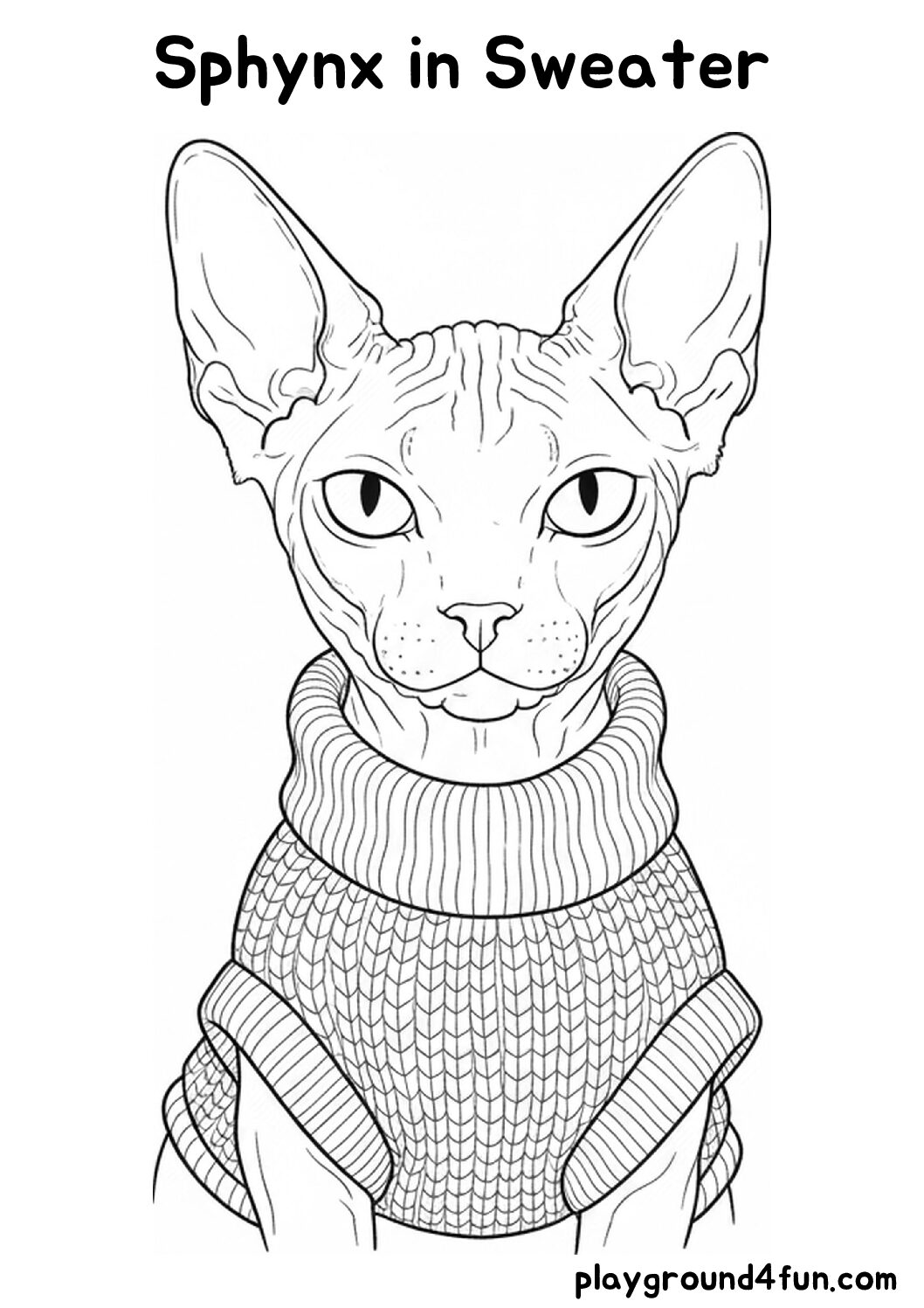 Coloring pages: Sphynx in Sweater pdf