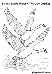 Coloring pages: Swans Taking Flight The Ugly Duckling pdf