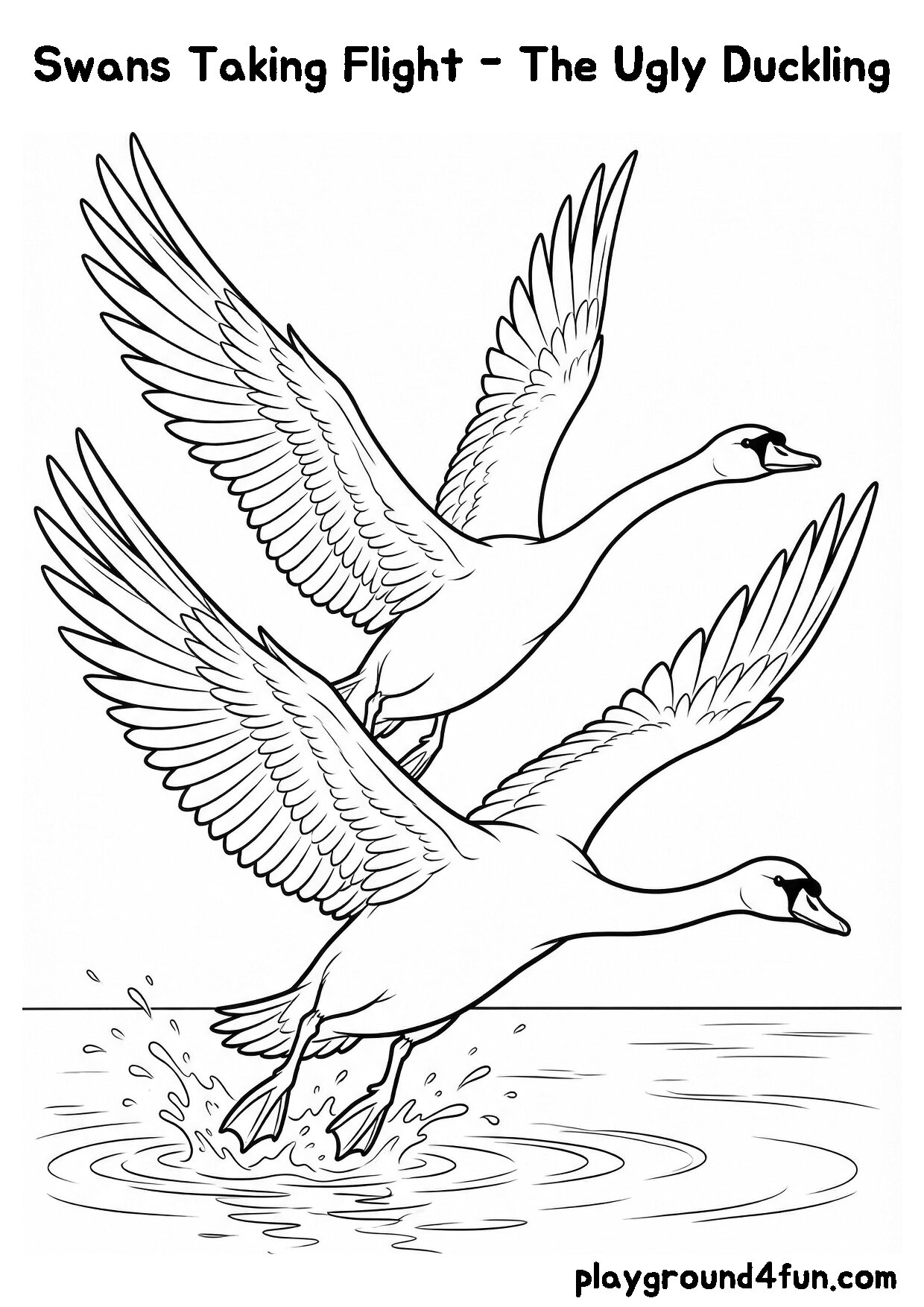 Coloring pages: Swans Taking Flight The Ugly Duckling preview