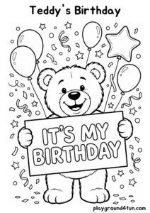 Coloring pages: Teddys Birthday pdf