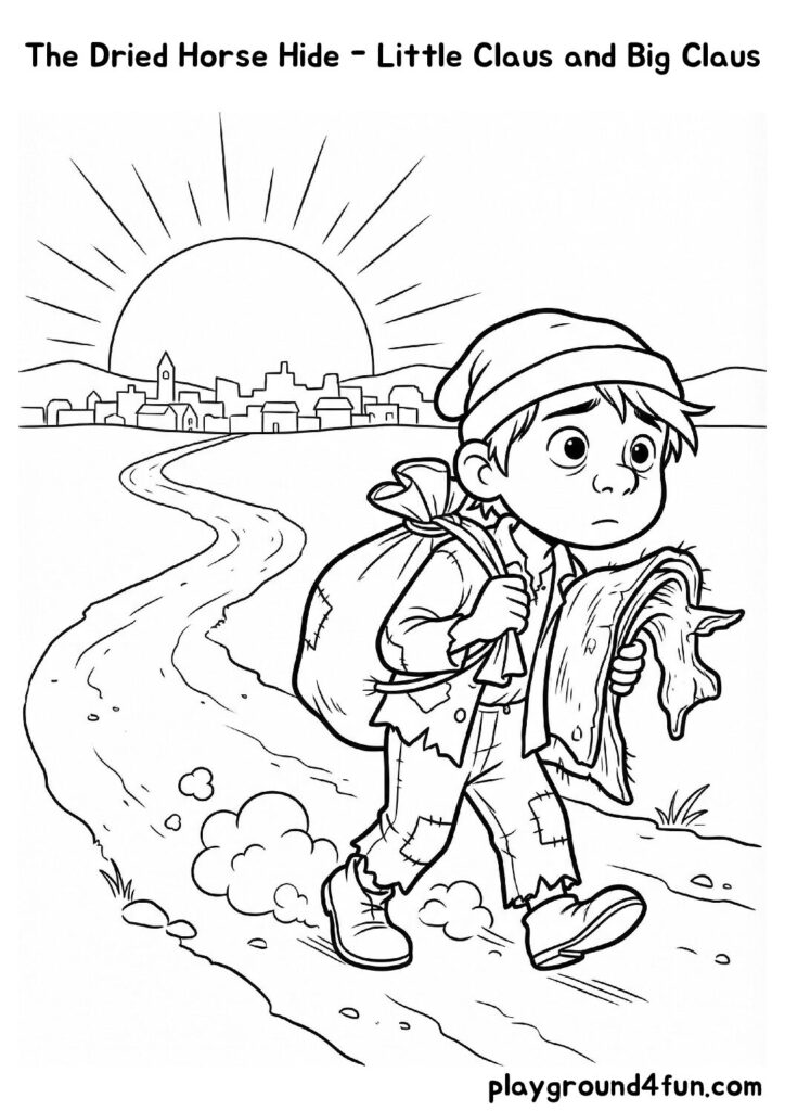 The Dried Horse Hide – Little Claus and Big Claus Coloring Pages