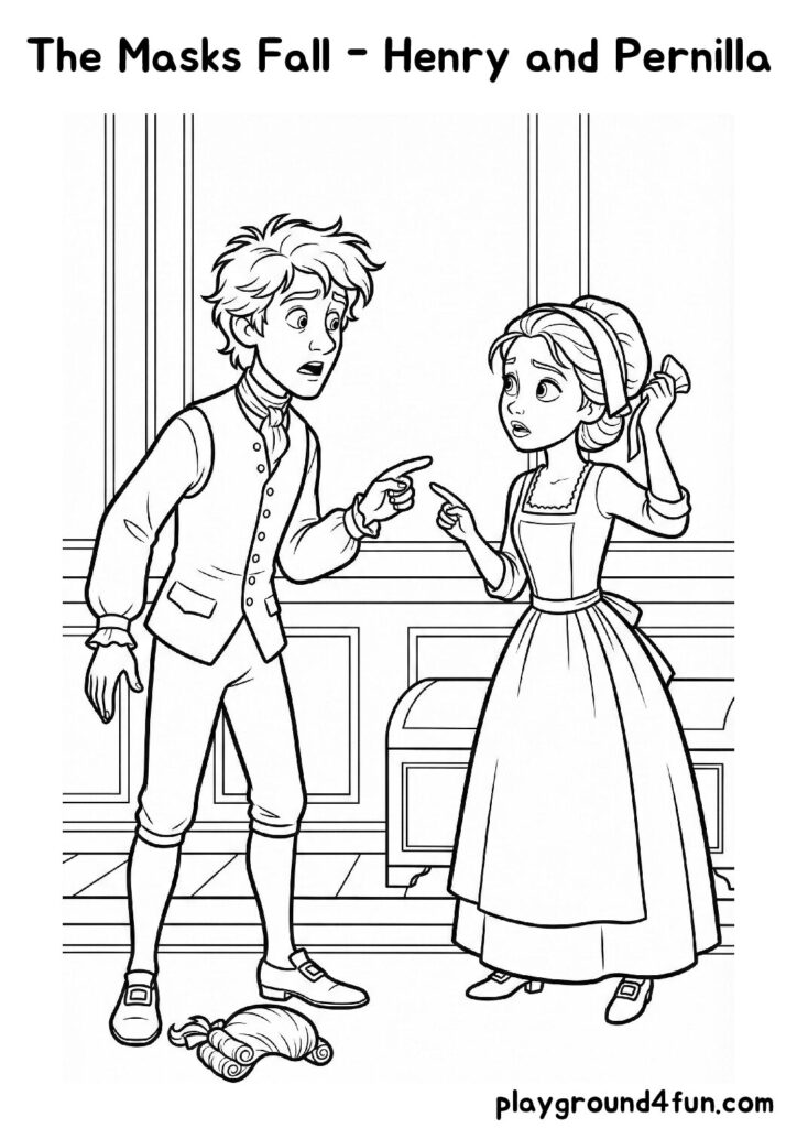 The Masks Fall – Henry and Pernilla Coloring Pages