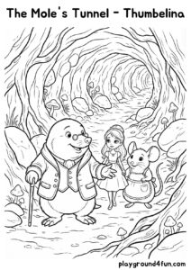 Coloring pages: The Moles Tunnel Thumbelina preview