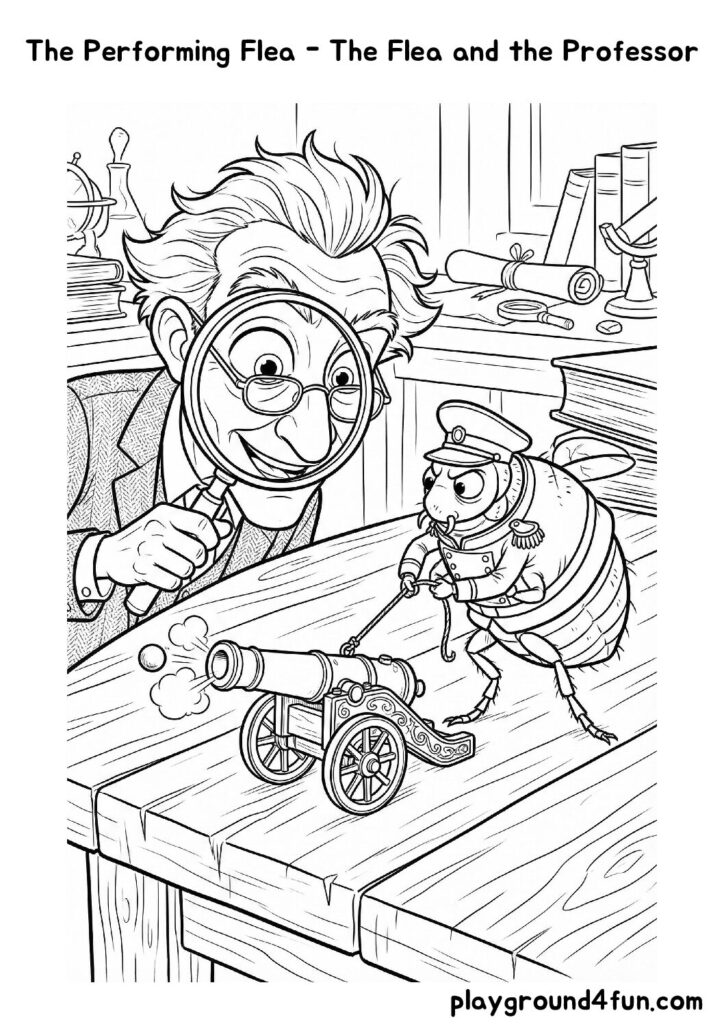 The Performing Flea – The Flea and the Professor Coloring Pages
